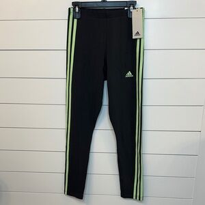 Adidas Women’s Gray Leggings with Neon Green Stripes - NWT